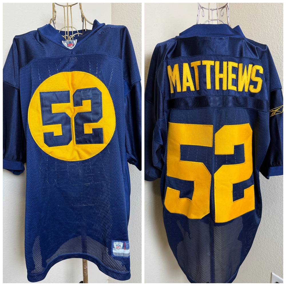 Reebok OnField NFL Green Bay Packers Clay Matthews Throwback Jersey Size 50 XL